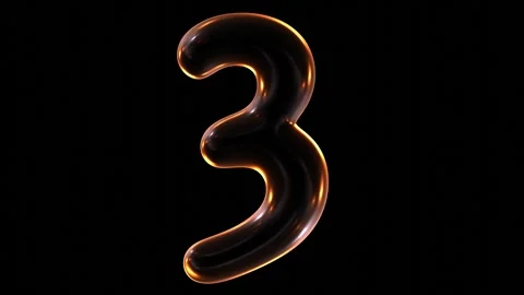 3D animation of glowing number 3 with light on black background Stock Footage 252097335