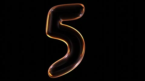 3D animation of glowing number 5 with light on black background Stock Footage 252097535