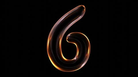 3D animation of glowing number 6 with light on black background Stock Footage 252097710
