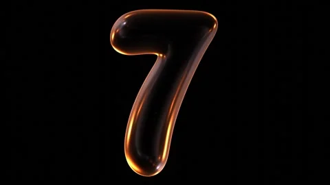 3D animation of glowing number 7 with light on black background Stock Footage 252097801