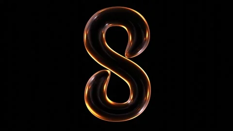 3D animation of glowing number 8 with light on black background Stock Footage 252098391