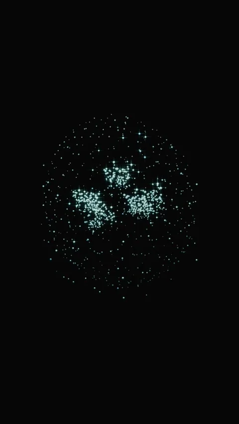 3D animation of glowing particles forming a globe on black background Stock Footage 346663174