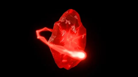 3D Animation of Glowing Red Crystal with Energy Orbits Stock Footage 347979207