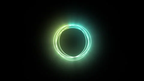 3D animation of glowing rotating circles from particles Stock Footage 245211918