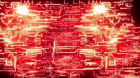 3D animation of glowing security red electricity light in electrical circuit Stock Footage 61339639