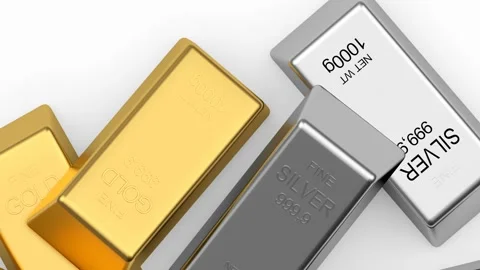 3D animation of gold and silver bars in 4K Stock Footage 236917688