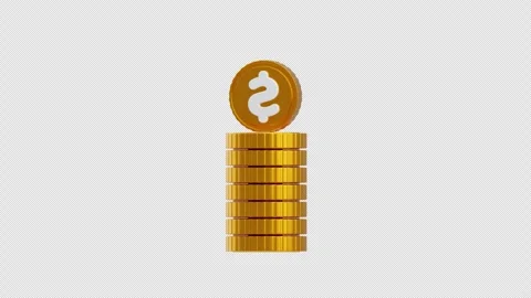 3D animation of Gold coin stack dollar finance wealth Stock Footage 330418561