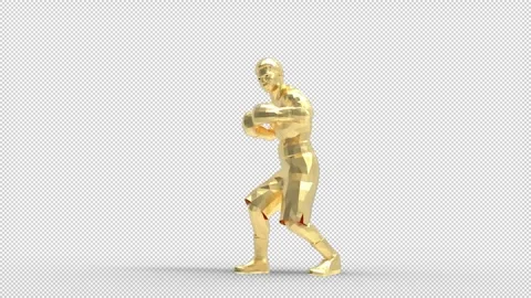 3D Animation Golden Boxer Fighting and Punching, Alpha Channel, Transparent Back Stock Footage 333134340