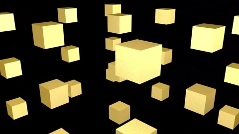 3D animation of golden cubes on a black background. Stock Footage 248074657