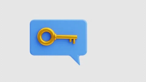 3D Animation of Golden Key Inside Chat Bubble Stock Footage 337025166