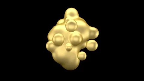 3D animation of a golden liquid in zero gravity on a black background. Stock Footage 243706294