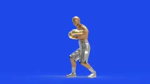 3D Animation Golden Silver Boxer Fighting and Punching, Boxing Motion, Sport VFX Stock Footage 334102068