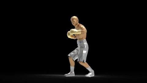 3D Animation Golden Silver Boxer Fighting and Punching, Boxing Motion, Sport VFX Stock Footage 336560641