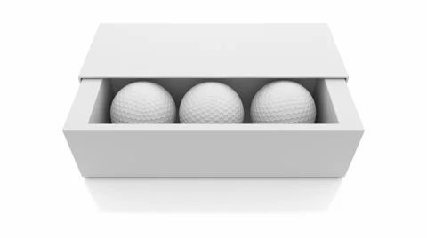 3D animation of golf balls inside the box, alpha mask is included Видео 51586669