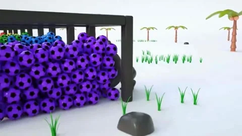 3D Animation of Gorilla Character Passing Through Colorful Soccer Ball Frame and Video stock 345809904