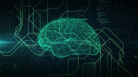 3d animation graphic design of brain and brain stem. 3D Animation of Human Brain Stock Illustration