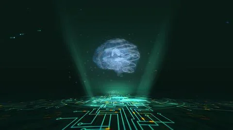 3d animation graphic design of brain and brain stem. 3D Animation of Human Brain Stock Illustration