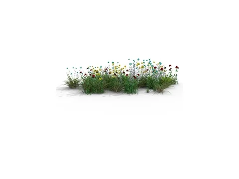 3D Animation of Grasses and Flowers Blowing In the Wind. Stock Footage 80357956