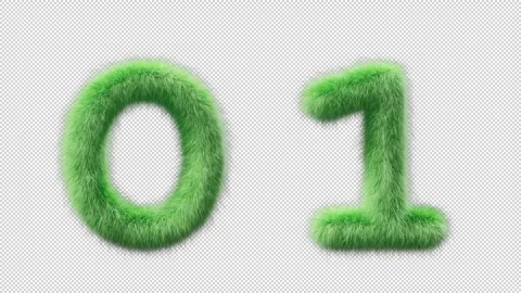 3D animation grassy numbers 0 and 1 Stock Footage 270709205