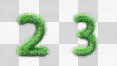 3D animation grassy numbers 2 and 3 Stock Footage 270720524