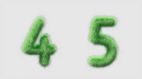 3D animation grassy numbers 4 and 5 Stock Footage 270736298