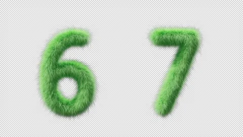3D animation grassy numbers 6 and 7 Stock Footage 270710331