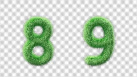 3D animation grassy numbers 8 and 9 Stock Footage 270711487