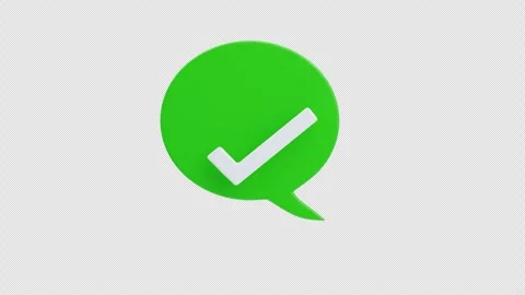 3d animation of green chat bubble with checkmark icon Stock Footage 332773299