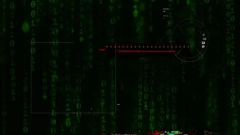 3D animation green code matrix screensaver. System failure alert warning Erro 스톡 사진