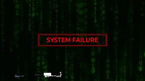 3D animation green code matrix screensaver. System failure alert warning Erro Foto stock