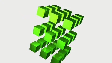3D animation of green cubes on a white background. Stock Footage 244706108