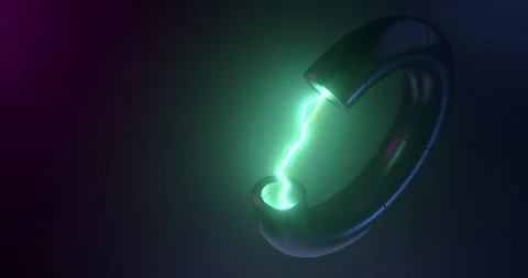 3d animation of green electrical lightning arc discharge inside a torus pipe Stock Footage 343616680
