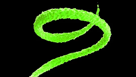 3d animation green flowing stream liquid paint or juice. Stock Footage 273703687