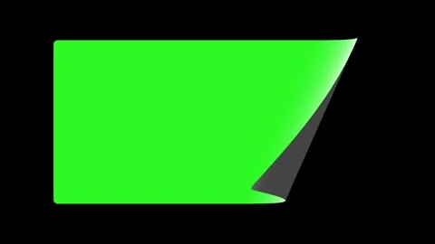 3D animation of a green screen rectangle with a peeling corner. Page curl Stock Footage 319763487