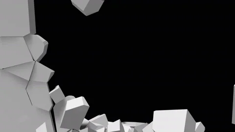 3D animation of grey wall explode from center in numerous debris Stock Footage 150181183