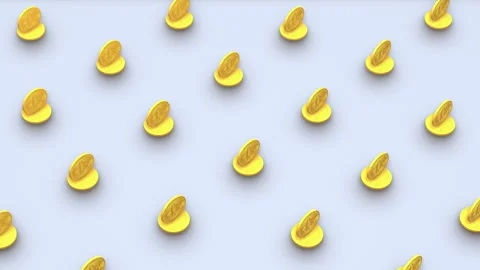 3d animation of grid of coins shapes with bitcoin symbol in isometric view Stock Footage 241574803