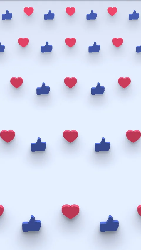 3d animation of grid of like hands and heart shapes in isometric view Stock Footage 339317650