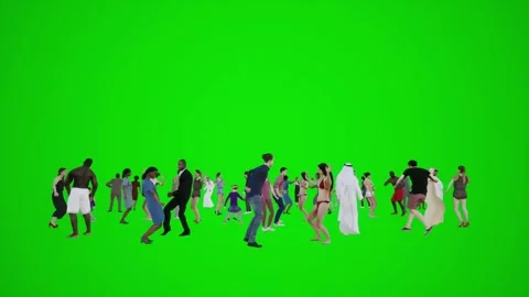 3D animation of a group of Arabs on the beach in the green screen they are happy Stock Footage 245750255