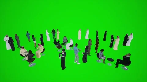 3D animation of a group of Arabs at the opening of a painting exhibition in Stock Footage 245750371