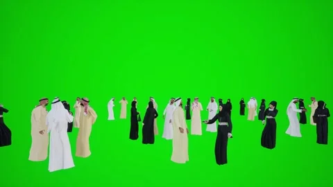 3D animation of a group of Arabs talking at the opening of the car exhibition in Vidéo 245750338