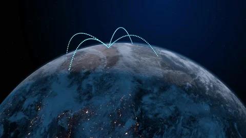 3d animation of a growing network across a realistic earth. Abstract global b Video stock 131293898