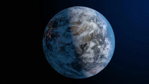 3d animation of a growing network across a realistic earth Video stock 131293928