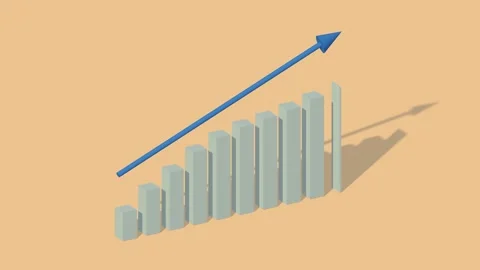 3D Animation of the growth chart. The arrow goes up. Stock Footage 166686314