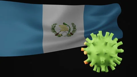 3D animation of Guatemala flag waving in the disappearance of the covid virus Stock Footage 179079805