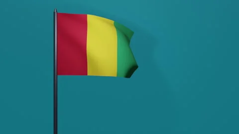 3D animation of Guinea flag waving in the wind on a blue background. Stock Footage 208767206