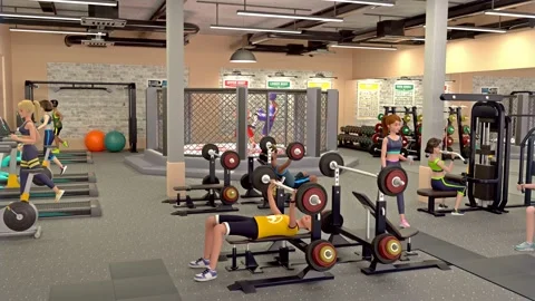 3D Animation of Gym Workout Training and Cardio in Modern Fitness Facility Vídeos de archivo 301516459