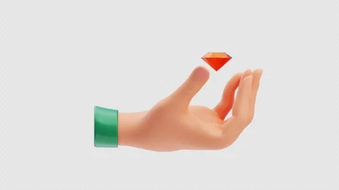 3D Animation of Hand holding diamond. Premium Service Concept Stock Footage 311977807