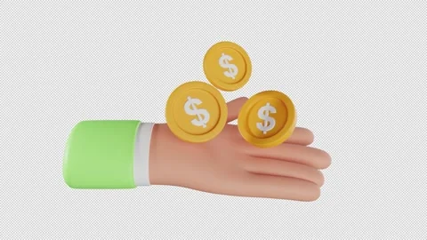 3D Animation of Hand Holding Dollar Coin Stock Footage 293268047