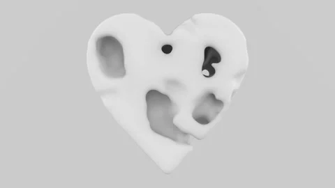 3d animation of a heart shape weightless liquid or cream. Perfect futuristic tre Stock Footage 119835090