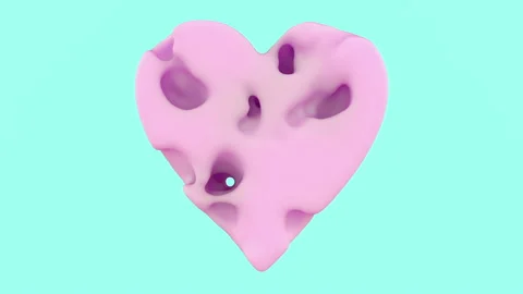 3d animation of a heart shape weightless liquid or cream. Perfect futuristic tre Stock Footage 119835131
